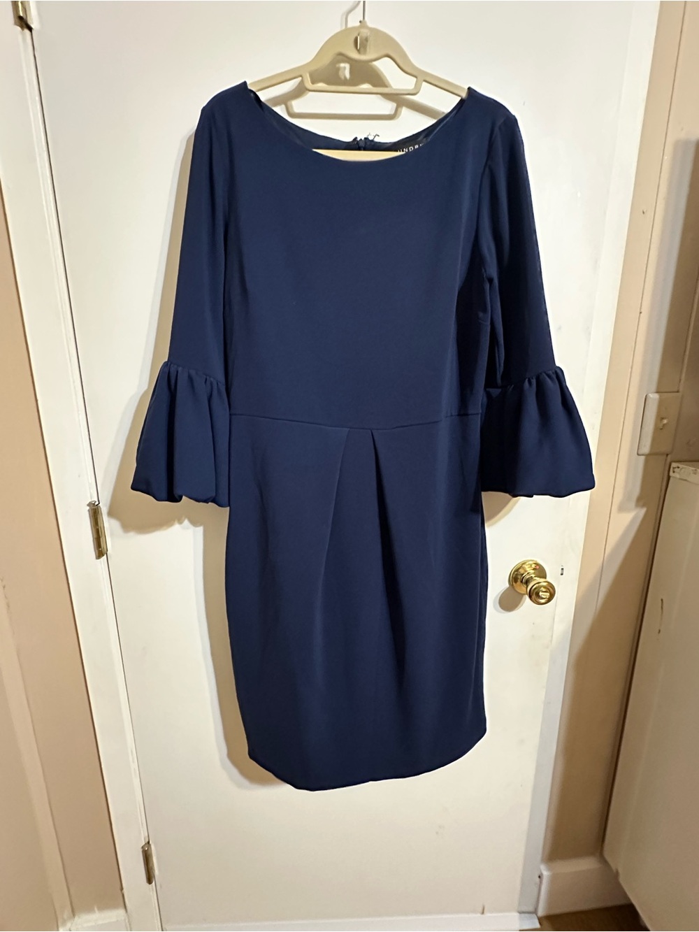 Laundry By Shelli Segal Navy Bell-Sleeve Midi Dress
